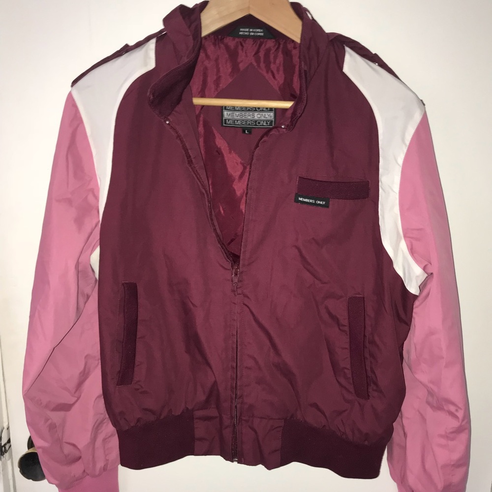 members only magenta bomber jacket